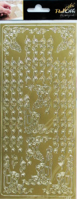 Наклейки &quot;Бордюры, углы&quot; / Золото A-P-1895-G Наклейки "Бордюры, углы" / Золото                            Золотые наклейки Peel-Offs (Нидерланды)
В набор входит 1 лист наклеек формата 10х23см с виноградными лозами и гроздьями на золотом фоне. На листе:  виноградные лозы - 6 шт. длинных, 4 шт. коротких, уголки с виноградом и бокалами вина - 4 шт, уголки с бутылкой вина, бокалами и виноградом - 4 шт.