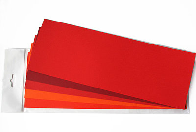 Листовая бумага для крупных элементов №26, 105х295мм, плотность бумаги 130 гр. красный микс, 5 красных тонов по 3 листа каждого тона, 15 листов, 105х295 мм, 130 гр.