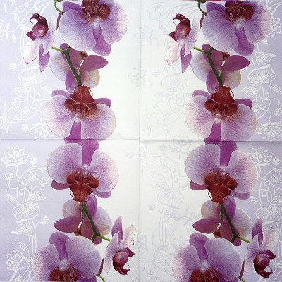 Салфетка для декупажа &quot;Розовые орхидеи&quot;, квадрат, размер 33х33 см, 3 слоя Салфетка для декупажа "Розовые орхидеи", квадрат, размер 33х33 см, 3 слоя