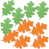 Фигурные бумажные вырубки "Листья дуба", зелено-оранжевые, 3х4см, 10 шт., арт. QS-A-08010-01