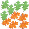 Фигурные бумажные вырубки "Листья дуба", зелено-оранжевые, 3х4см, 10 шт., арт. QS-A-08010-01