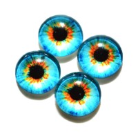 Стеклянные радужно-оранжево-голубые глазки, 12 мм, 4 шт., арт. GL-1215