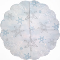 Салфетка для декупажа "Снежинки на голубом", фигурный круг, диаметр 32 см, 3 слоя
