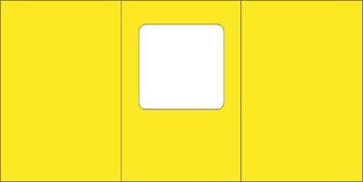 Малые открытки 3 шт., вырубка КВАДРАТ, цвет солнечно желтый, размер при сложении 100х150мм Открытки с тройным сложением (размер при сложении 100х150мм, в развороте 150х299мм), 270гр., 3 шт.