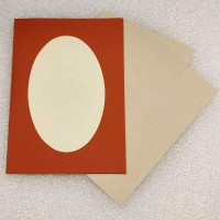 Заготовка: оранжевая открытка 10х16 см с овальным декором и вставками для записи, арт. ZO-OR01