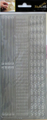 Наклейки &quot;Бордюры, углы&quot; / Серебро A-P-1885-Z Наклейки "Бордюры, углы" / Серебро              Серебряные наклейки Peel-Offs (Нидерланды)
В набор входит 1 лист наклеек формата 10х23см с  узорами на серебряном фоне.