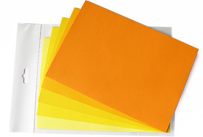 Листовая бумага для крупных элементов №25, 210х148мм, плотность бумаги 130 гр. желто-оранжевый микс, 5 желто-оранжевых тонов по 3 листа каждого тона, 15 листов, 210х148 мм, 130 гр.