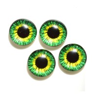 Стеклянные радужно-зелено-желтые глазки, 12 мм, 4 шт., арт. GL-1201