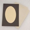 Заготовка: темно-коричневая открытка 10х16 см с овальным декором и вставками для записи, арт. ZO-DKBR01