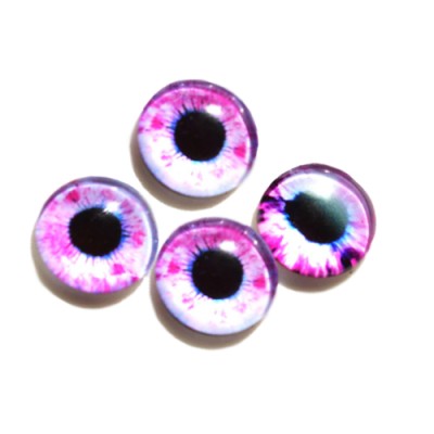 Стеклянные радужно-розовые глазки, 10 мм, 4 шт., арт. GL-1011 Неклеевые глазки, 4 шт., из стекла, с одной стороны выпуклые, яркая качественная печать узоров, выглядят реалистично.