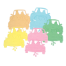 Фигурные бумажные вырубки "Автомобиль с молодоженами", микс 5 цветов, 5,5х4,5 см, 10 шт., арт. QS-6002-0430-M1