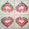 Салфетка для декупажа "Розовое сердце", квадрат, размер 25х25 см, 3 слоя