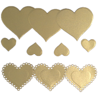 Фигурные бумажные вырубки "Три сердца", золото, 10 шт., арт. QS-MFD043-02-234