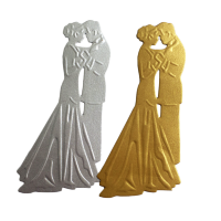 Фигурные бумажные вырубки "Жених и невеста-1", золото и серебро, 10,5х5 см, 2 шт., арт. QS-LR0345-02