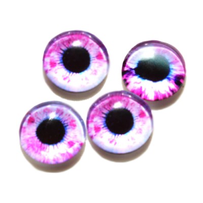 Стеклянные радужно-розовые глазки, 12 мм, 4 шт., арт. GL-1211 Неклеевые глазки, 4 шт., из стекла, с одной стороны выпуклые, яркая качественная печать узоров, выглядят реалистично.