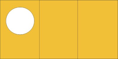 Большие открытки 3 шт., вырубка КРУГ, цвет солнечно желтый, размер при сложении 155х205мм Открытки с тройным сложением (размер при сложении 155х205мм, в развороте 205х460мм), 270гр., 3 шт.