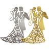 Фигурные бумажные вырубки "Жених и невеста-2", золото и серебро, 9х6 см, 2 шт., арт. QS-D169-02