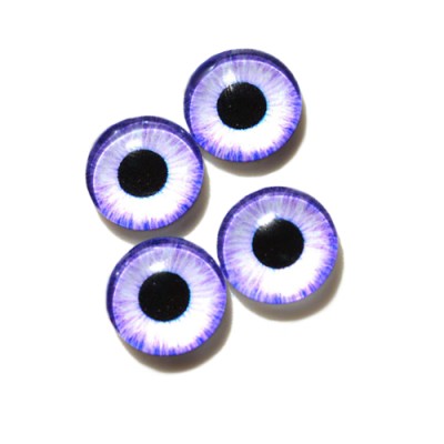 Стеклянные радужно-фиолетовые глазки, 10 мм, 4 шт., арт. GL-1007 Неклеевые глазки, 4 шт., из стекла, с одной стороны выпуклые, яркая качественная печать узоров, выглядят реалистично.