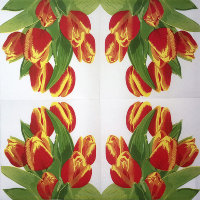 Салфетка для декупажа "Тюльпаны", квадрат, размер 33х33 см, 2 слоя
