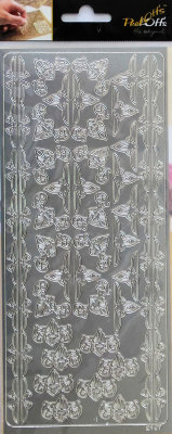 Наклейки &quot;Орнаменты&quot; / Серебро A-P-2197E-S Наклейки "Орнаменты" /Серебро                    Серебряные наклейки Peel-Offs (Нидерланды)
В набор входит 1 лист наклеек формата 10х23см с  узорами на серебряном фоне.