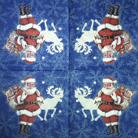 Салфетка для декупажа "Привет от Деда Мороза на синем", квадрат, размер 33х33 см, 3 слоя