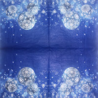 Салфетка для декупажа "Новогодние шары на темно-синем", квадрат, размер 33х33 см, 3 слоя, арт. SDL-CHN002