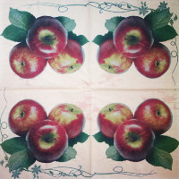 Салфетка для декупажа "Красные яблоки", квадрат, размер 33х33 см, 3 слоя
