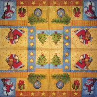 Салфетка для декупажа "Новогодний орнамент", квадрат, размер 33х33 см, 3 слоя