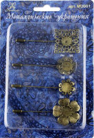 Металлические украшения в виде брошки, 4 шт.,  диаметр 12 мм, MR-MU-001