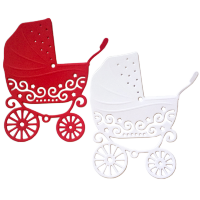 Фигурные бумажные вырубки "Детские коляски" белые и красные, 4 шт., 8х7 см, арт. QS-A-09003-02