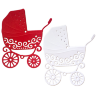 Фигурные бумажные вырубки "Детские коляски" белые и красные, 4 шт., 8х7 см, арт. QS-A-09003-02