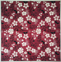 Салфетка для декупажа "Цветочный орнамент на бордо", 33х33 см, 3 слоя, арт. SDL-PM-001
