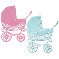 Фигурные бумажные вырубки "Детские коляски" голубые и розовые, 8х7 см, 4 шт., арт. QS-A-09003-01