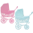 Фигурные бумажные вырубки "Детские коляски" голубые и розовые, 8х7 см, 4 шт., арт. QS-A-09003-01