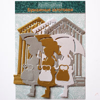Фигурные бумажные вырубки "Девочка с сумочкой под зонтом" микс металлики, 9 шт., арт. QS-A-02011-01M
