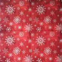 Салфетка для декупажа "Снежинки на красном", квадрат, размер 33х33 см, 3 слоя