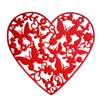 Фигурные бумажные вырубки "Резное сердце с бабочками" красные, 9,5х9,5 см, 5 шт., арт. QS-6002-0417-RE