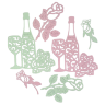 Фигурные бумажные вырубки "Шампанское и розы" мятно-розовые, 6 шт., арт. QS-A-04003-01