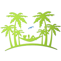 Фигурные бумажные вырубки "Пальмы" светло-зеленые, 4 шт., 9,5х6 см и мелкие чайки, арт. QS-A-08004-01