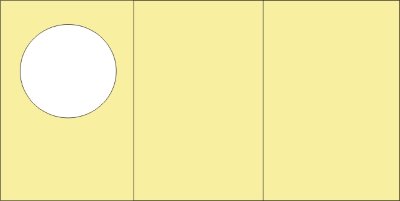 Большие открытки 3 шт., вырубка КРУГ, цвет светло-желтый, размер при сложении 155х205мм Открытки с тройным сложением (размер при сложении 155х205мм, в развороте 205х460мм), 270гр., 3 шт.
