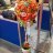 Напольный топиарий в оранжево-золотых розах, 120 см, артикул GRPT-001