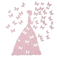 Фигурные бумажные вырубки "Принцесса с бабочками" светло-розовые, 10х7 см, 2 шт. и 16 бабочки, арт. QS-A-02007-03