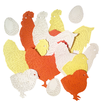 Фигурные бумажные вырубки &quot;Куриное семейство&quot; микс, 12 шт., арт. QS-A-06001-02 Фигурные бумажные вырубки "Куриное семейство" микс, 12 шт., арт. QS-A-06001-02. В наборе 12 вырубок желтого, оранжевого и молочного цветов: 3 петуха, 3 курицы, 3 цыпленка и 3 яйца. Плотность бумаги - 130 гр.