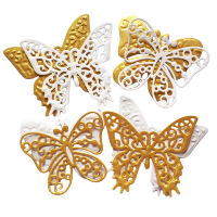Фигурные бумажные вырубки "Бабочки" бело-золотые, 8 шт., арт. QS-S4-371-WGO
