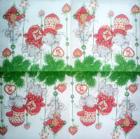 Салфетка для декупажа "Мышки в красных варежках", 33х33 см, 2 слоя, арт. SDL-BON005