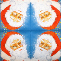 Салфетка для декупажа "Лицо Деда Мороза", 33х33 см, 2 слоя, арт. SDL-BON003