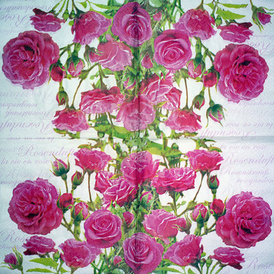 Салфетка для декупажа &quot;Ароматные розы&quot;, квадрат, размер 33х33 см, 3 слоя Салфетка для декупажа "Ароматные розы", квадрат, размер 33х33 см, 3 слоя
