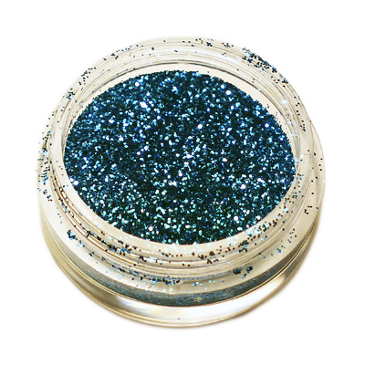 Блестки-глиттер, Р02-37 Синий-3 Рассыпчатые блестки-глиттер мелкой шестигранной фракции (0,02мм), в прозрачной баночке 1,5х3,0см