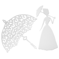 Фигурные бумажные вырубки "Дама с зонтом", белый, 2 шт., арт. QS-A-02004-WI
