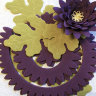 Заготовки из фома "Хризантемы с листьями", цвет индиго и оливк, 9 элементов, арт. FOM-033-CH01